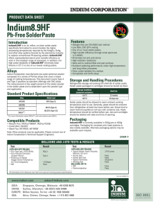 Indium8.9HF Pb-Free Solder Paste 98485 R11
