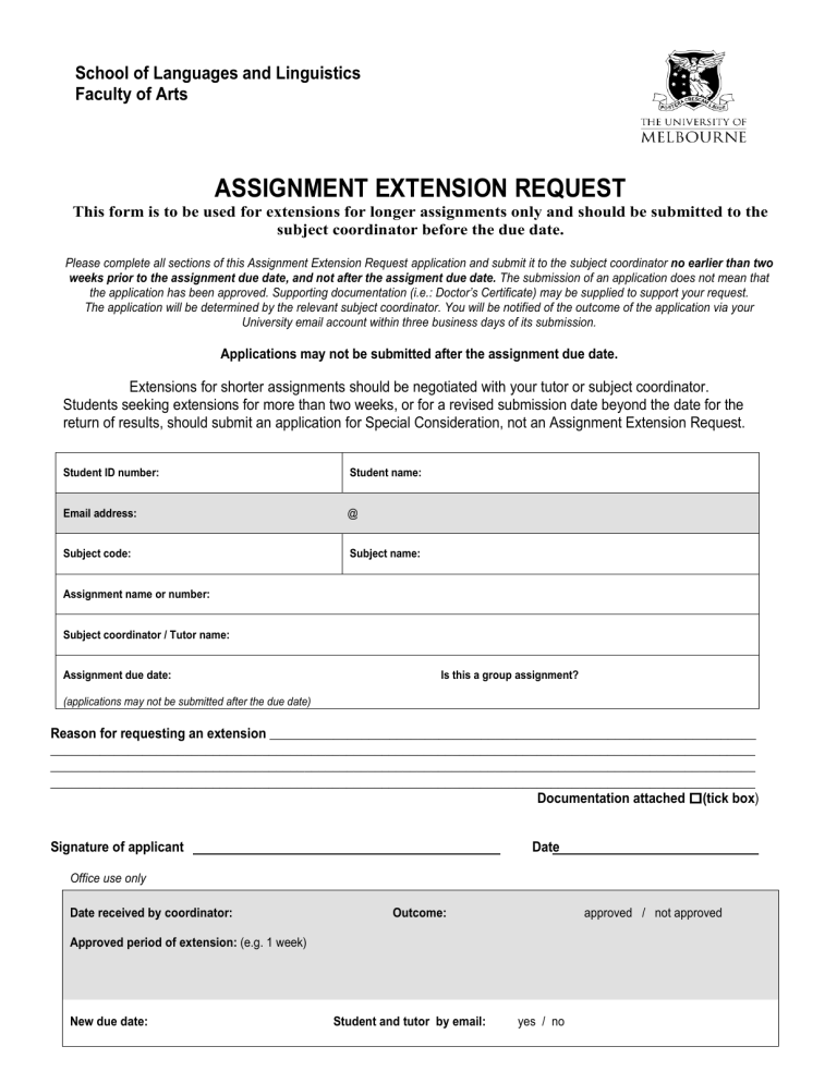 assignment extension request sample