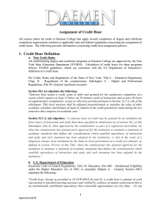 Assignment of Credit Hour 1. Credit Hour Definition