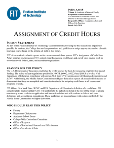 assignment of credit hours - Fashion Institute of Technology
