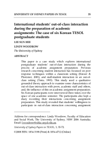 International students` out-of-class interaction during the preparation