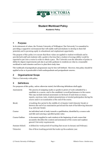 Student Workload Policy - Victoria University of Wellington