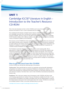 Cambridge IGCSE Literature in English Teacher`s Resource CD