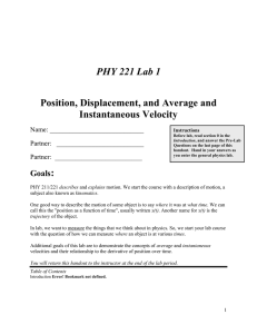Lab 1 Position, displacement, and average and instantaneous velocity