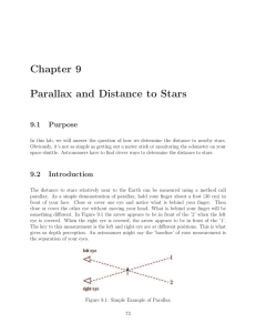 Chapter 9 Parallax and Distance to Stars