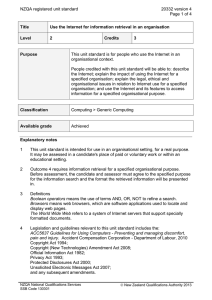 NZQA registered unit standard 20332 version 4 Page 1 of 4 Title