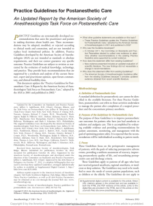 Practice Guidelines for Postanesthetic Care
