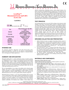 AccuDiag™ Rheumatoid Factor IgM (RF) ELISA Kit INTENDED USE