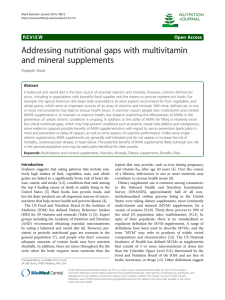 Addressing nutritional gaps with multivitamin and mineral