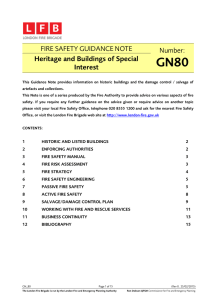 FIRE SAFETY GUIDANCE NOTE Number: Heritage and Buildings of