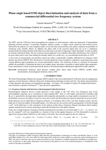 Phase angle based EMI object discrimination and analysis of data