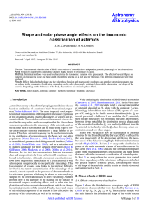 Shape and solar phase angle effects on the taxonomic classification