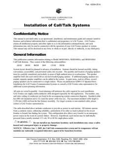 Installation of Call/Talk Systems - GAI