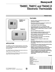 T8400C, T8401C and T8424C,D Electronic Thermostats