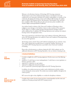 Rochester Institute of Technology Housing Operations Terms
