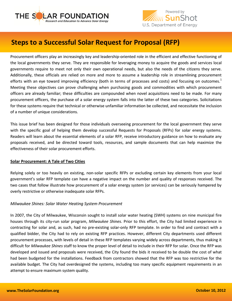 Steps to a Successful Solar Request for Proposal (RFP) Throughout Government Proposal Template