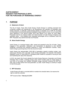 AUSTIN ENERGY REQUEST FOR PROPOSALS (RFP) FOR THE