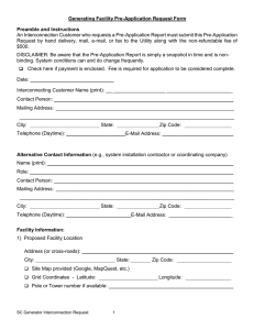 Generating Facility Pre-Application Request Form Preamble and