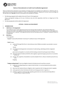 Notice of Amendments to Notice of Amendments to Credit Card