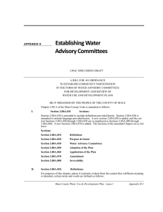 APPENDIX H Establishing Water Advisory
