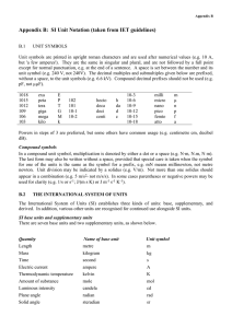 Appendix B: SI Unit Notation (taken from IET guidelines)