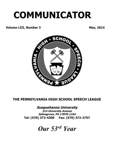 COMMUNICATOR - Pennsylvania High School Speech League
