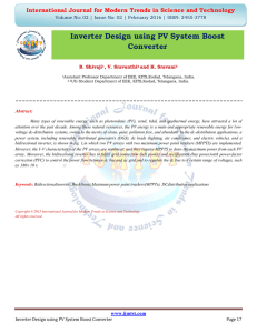 Inverter Design using PV System Boost Converter