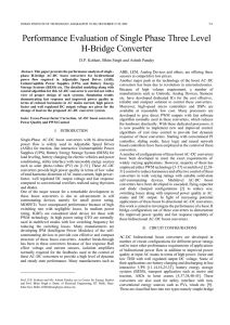 Performance Evaluation of Single Phase Three Level H