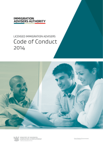 Code of Conduct 2014 - Immigration Advisers Authority