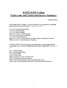 3GPP2/3GPP Coding Turbo code and Turbo Interleaver Summary