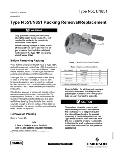 type n551/n851 Packing removal/replacement