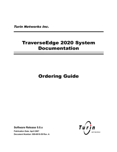 TraverseEdge 2020 System Documentation Ordering Guide