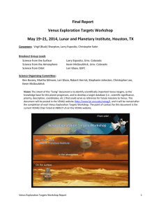 Venus Exploration Targets Workshop Final Report