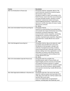 Course: Description: BUS 71a Introduction to Finance [ss