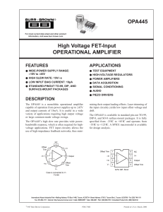 High Voltage FET-Input OPERATIONAL AMPLIFIER OPA445