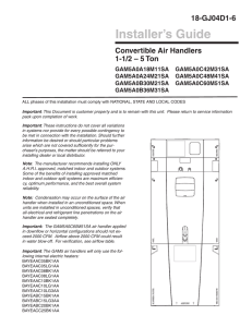 Installers Guide 1-1/2 - 5 Ton Convertible Air Handlers