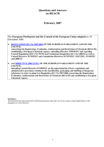 Questions and Answers on REACH February 2007