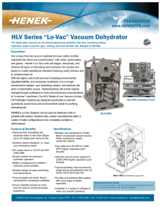 HLV Series “Lo-Vac” Vacuum Dehydrator