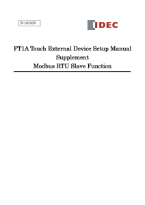FT1A Touch External Device Setup Manual Supplement