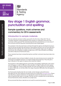 Key stage 1 English grammar, punctuation and spelling