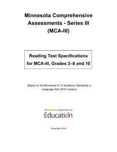 MCA-III Test Specifications Reading Grades 3-8, 10