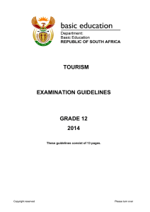 TOURISM EXAMINATION GUIDELINES GRADE 12 2014