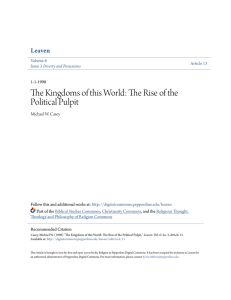The Kingdoms of this World: The Rise of the Political Pulpit