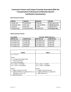PTOE/PTP Formula Sheet - Transportation Professional Certification