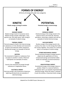 FORMS OF ENERGY KINETIC POTENTIAL