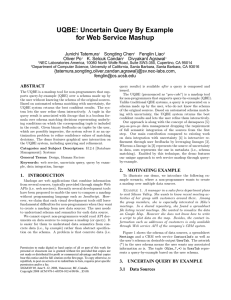 UQBE: Uncertain Query By Example for Web Service Mashup