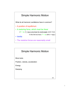 Simple Harmonic Motion Simple Harmonic Motion