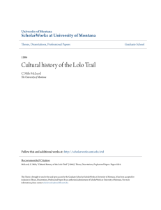 Cultural History of the LoLo Trail (1984). - ScholarWorks