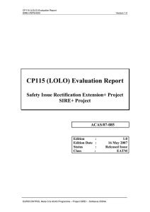 CP115 (LOLO) Evaluation report