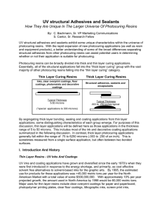 UV structural Adhesives and Sealants
